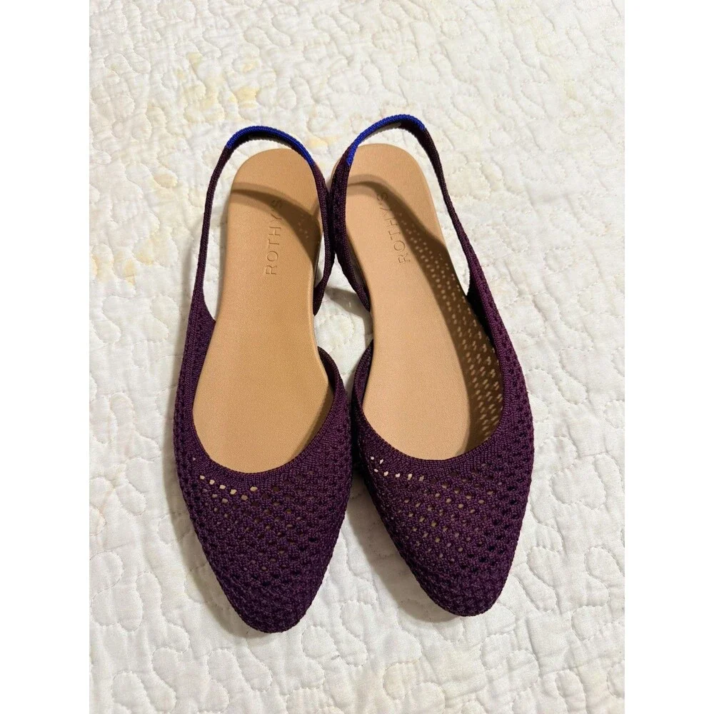 Rothy's flat woven knit slingback casual shoes sandals burgundy New Sz 8.5
